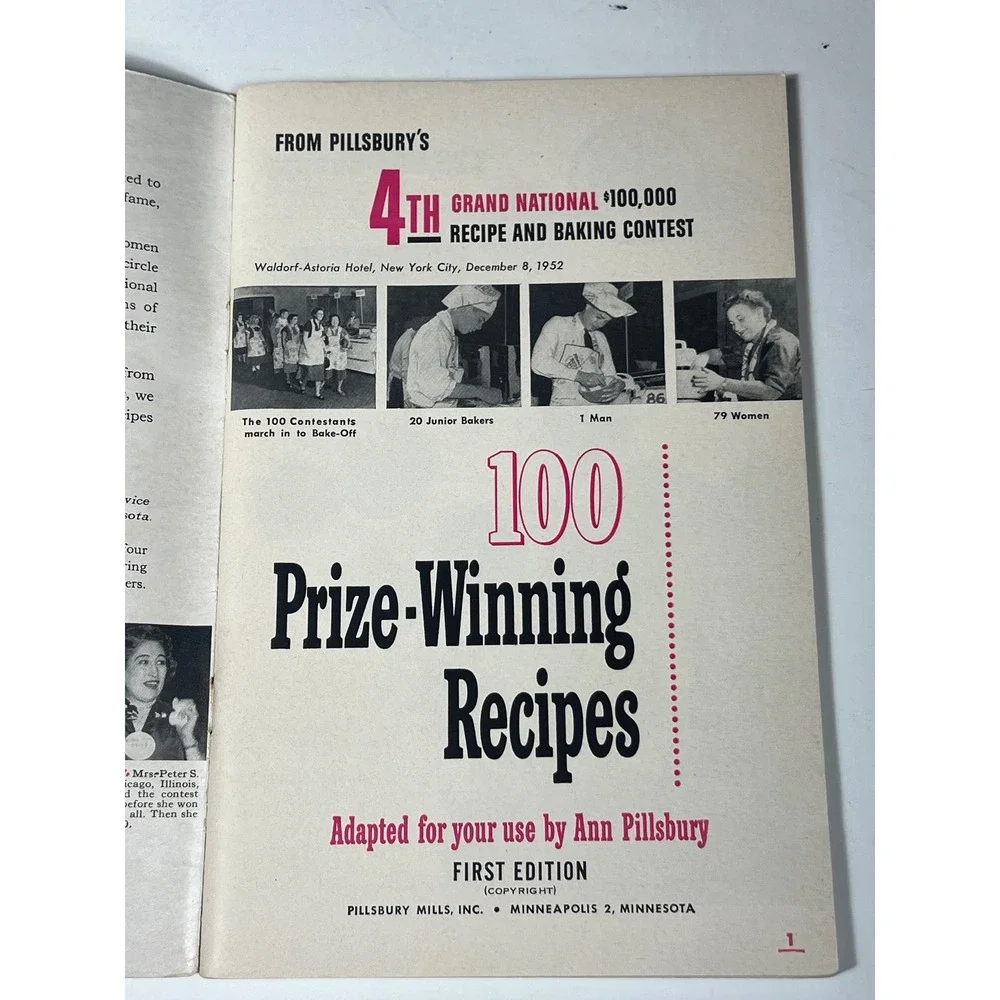 1953 Pillsbury Cook Book 100 Prize Winning Recipes Vintage Recipe‎ Book